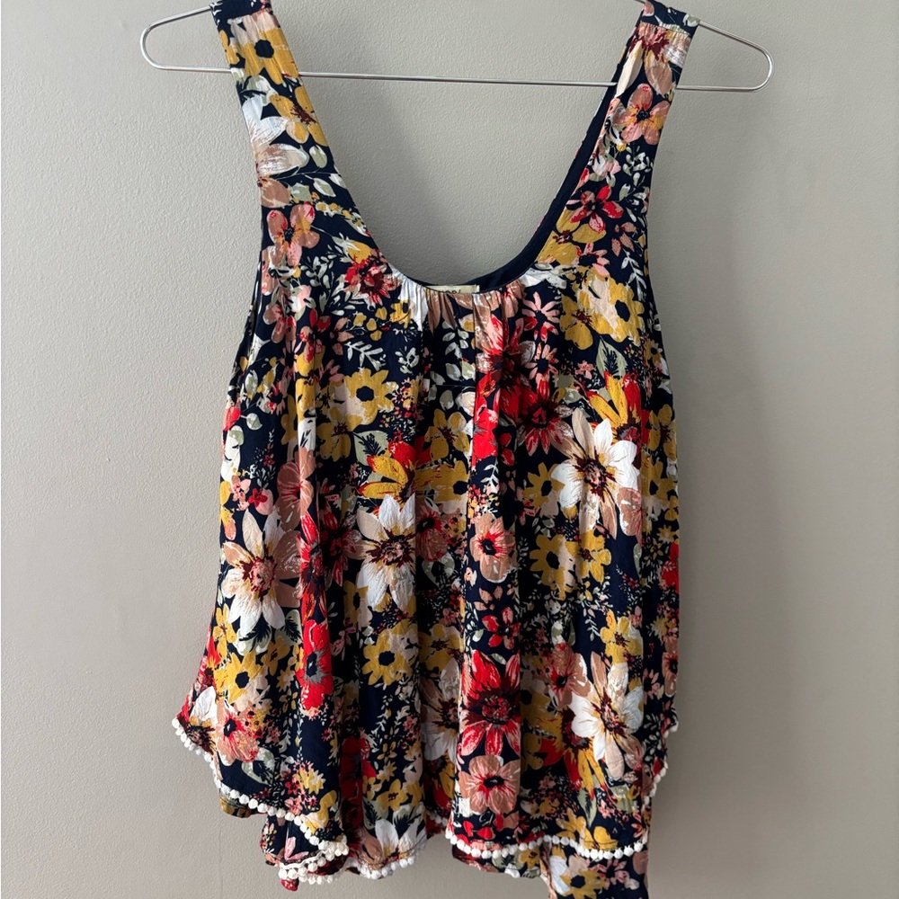 Kori America Floral Flowy Multi-Layered Tank
